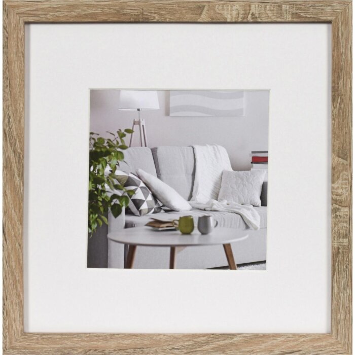 Henzo Cornice moderna 30x30 cm marrone medio con passepartout 18x18 cm