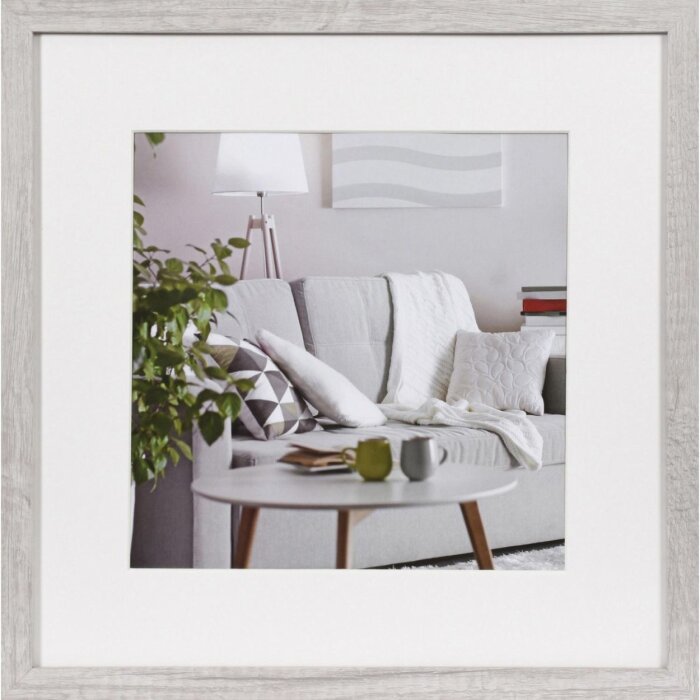 Henzo Cornice moderna bianca 40x40 cm con passepartout 28x28 cm