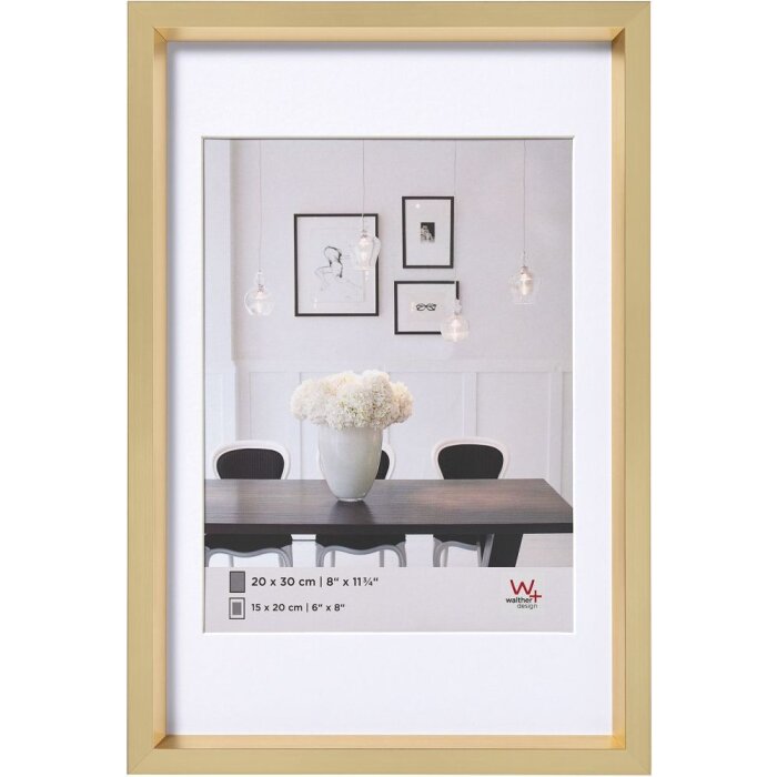 Walther Telaio in plastica stile acciaio 20x30 cm oro con passepartout 15x20 cm