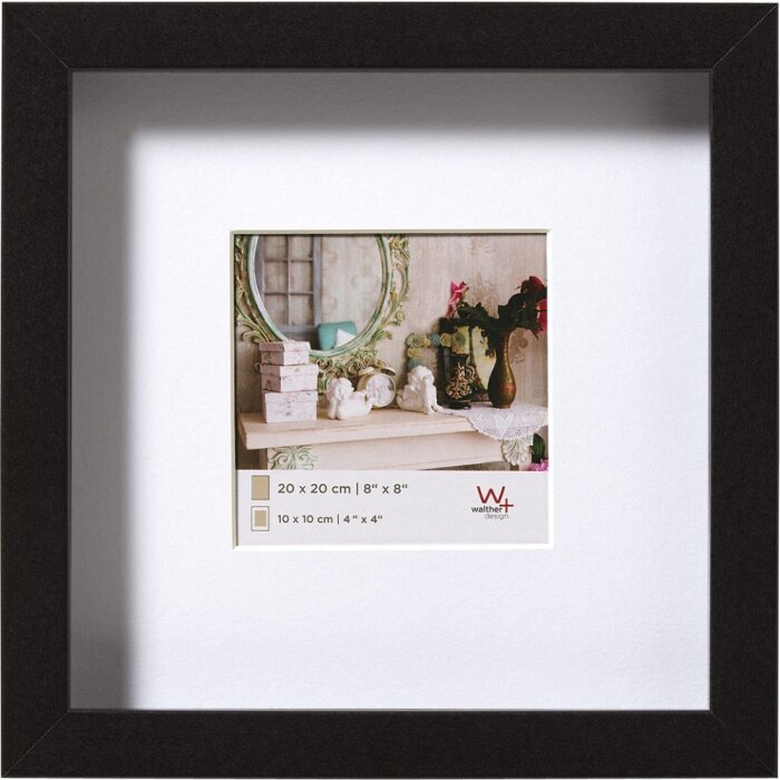 Walther 3D Cornice in legno Stoccolma nera 20x20 cm con Passepartout 15x15 cm