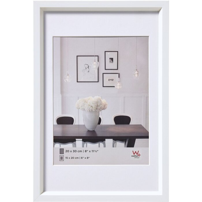 Walther Telaio in plastica stile acciaio 40x60 cm bianco con passe-partout