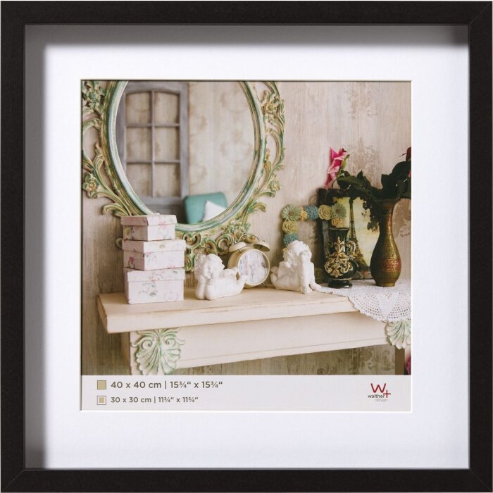 Walther 3D Cornice in legno Stockholm nero 40x40 cm con Passepartout 30x30 cm