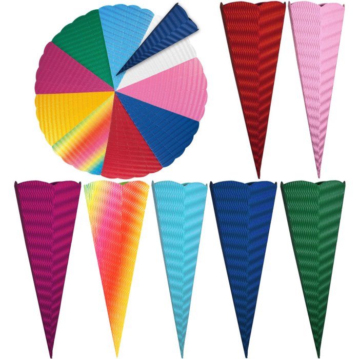 Cono scolastico vuoto 3D in cartone ondulato in 9 colori