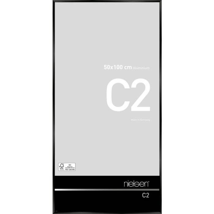 Telaio in alluminio C2 anodizzato nero lucido 50x100 cm
