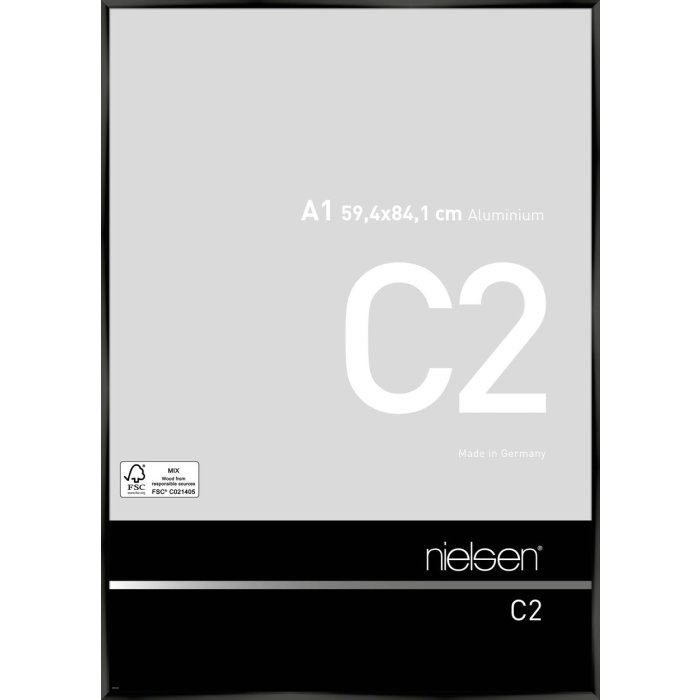 Telaio in alluminio C2 anodizzato nero lucido 60x84 cm
