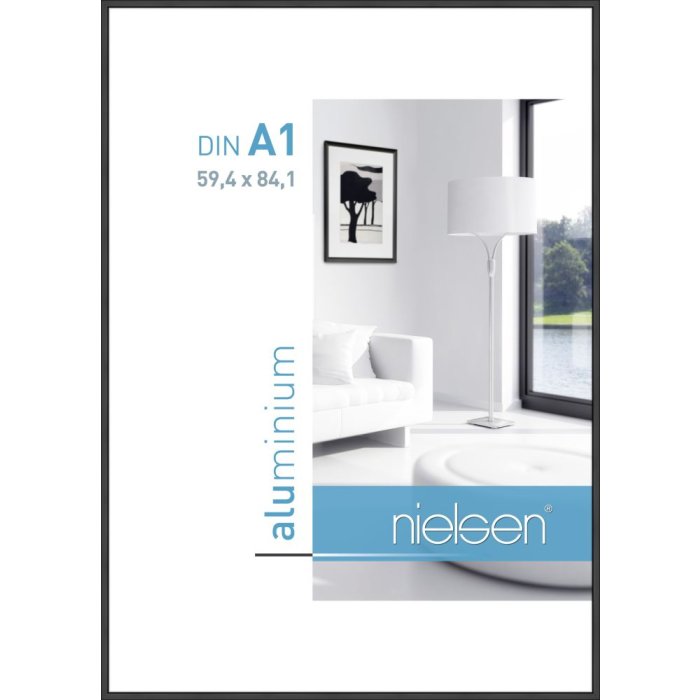Telaio Nielsen in alluminio Classic nero opaco 60x84 cm DIN A1