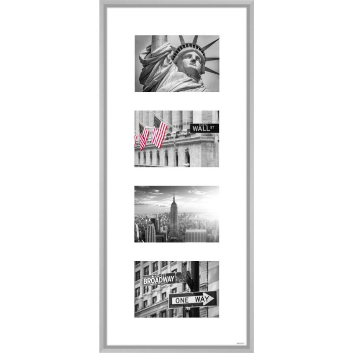Cornice in alluminio Gallery Junior argento 4 foto 10x15 cm
