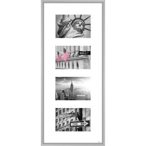 Cornice in alluminio Gallery Junior argento 4 foto 10x15 cm
