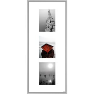 Cornice in alluminio Gallery Junior argento 3 foto 13x18 cm