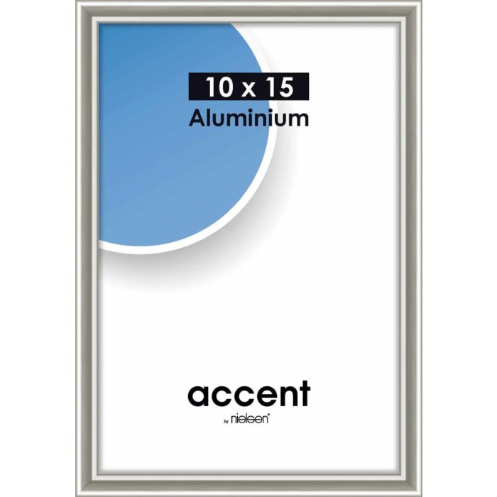 Cornice per quadri in alluminio Accent, 10x15 cm, Perla Mercury