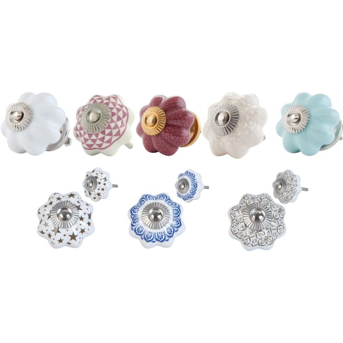 Pomello per mobili a forma di fiore 4 cm - vari disegni
