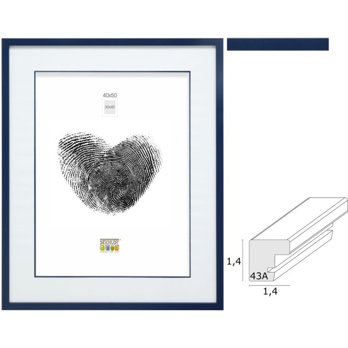 Cornice con passepartout in legno blu S43AM6