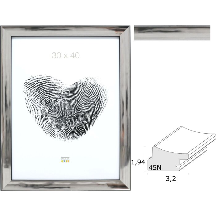 Deknudt S45ND1 cornice in plastica argento da 10x15 a 40x60 cm