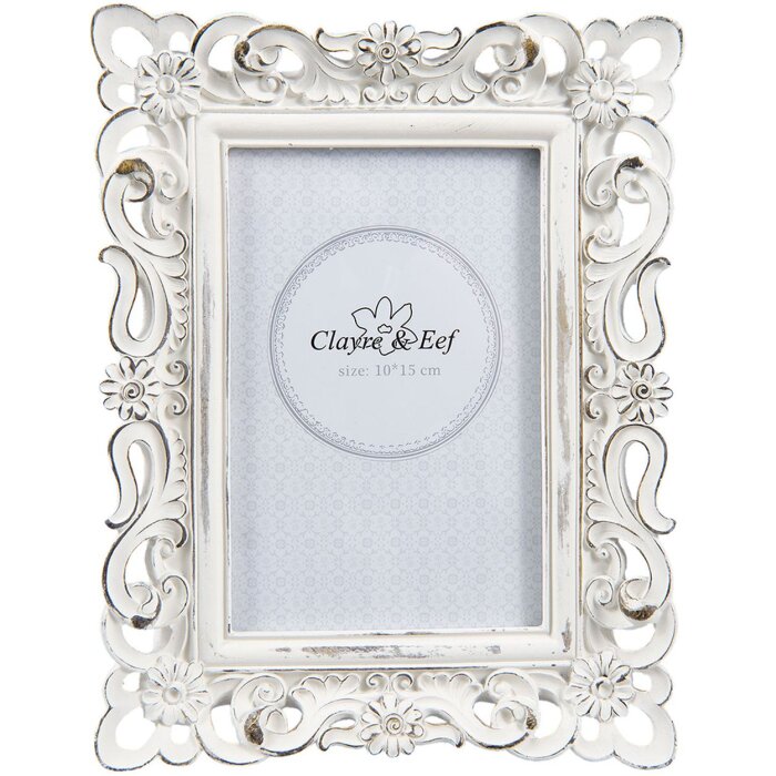 Cornice per foto Clayre & Eef 2F0499 - 17x2x22 cm - 10x15 cm bianco distinto