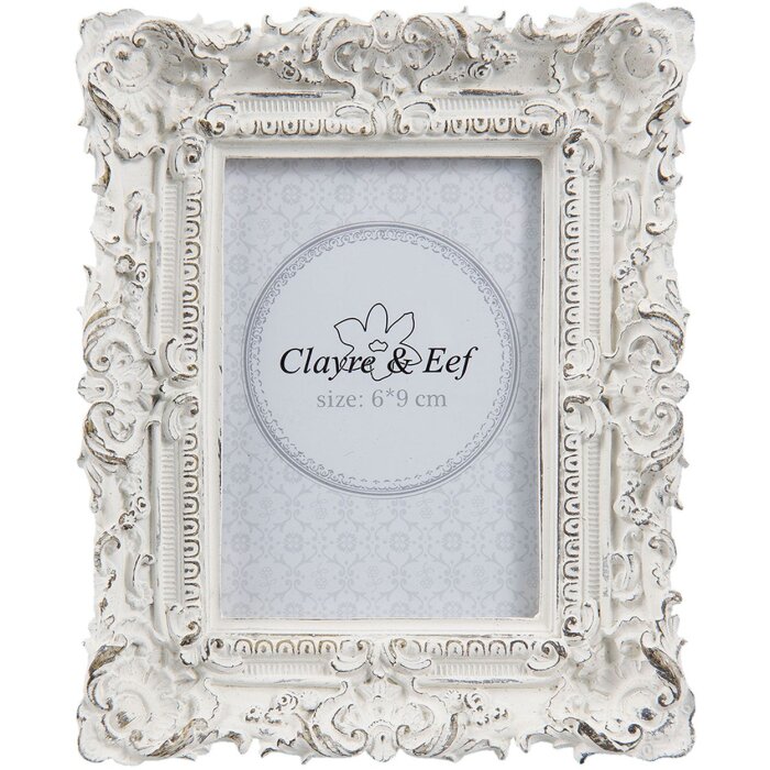 Clayre & Eef 2F0506 Cornice per foto - 10x2x12 cm - 6x9 cm bianco sporco