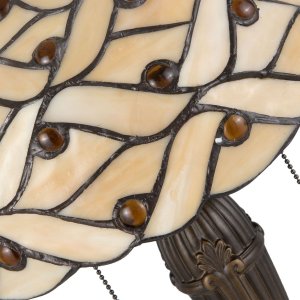 LumiLamp 5LL-5181 Lampada da Tavolo Tiffany Ø 30x50 cm Beige Vetro Marrone Semicerchio