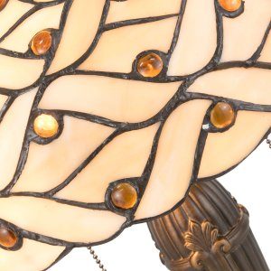 LumiLamp 5LL-5181 Lampada da Tavolo Tiffany Ø 30x50 cm Beige Vetro Marrone Semicerchio