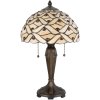LumiLamp 5LL-5181 Lampada da Tavolo Tiffany Ø 30x50 cm Beige Vetro Marrone Semicerchio