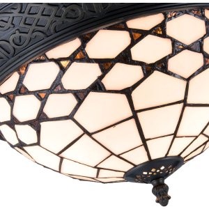 Lampada da soffitto Tiffany Clayre & Eef 5LL-5891 - Ø 38x19 cm - E14-Max. 2x40 Watt bianco