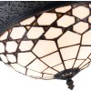 Lampada da soffitto Tiffany Clayre & Eef 5LL-5891 - Ø 38x19 cm - E14-Max. 2x40 Watt bianco
