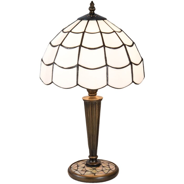 Lampada da tavolo Tiffany Clayre & Eef 5LL-5936 - Ø 25x43 cm - E27-max 1x40W bianco