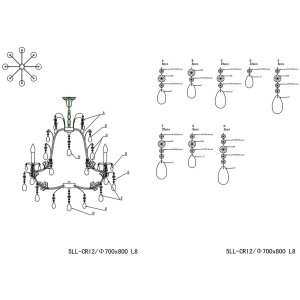 Lampadario Clayre & Eef 5LL-CR12 - 90-150 x Ø...