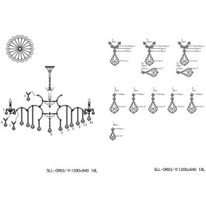 Lampadario Clayre & Eef 5LL-CR63 - 18 luci 64xØ 120 cm 18x E14-40w trasparente