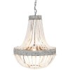 Clayre & Eef 5LMP197 Lampada a sospensione Ø 54x72 cm Lampada da tavolo in ferro e legno grigio