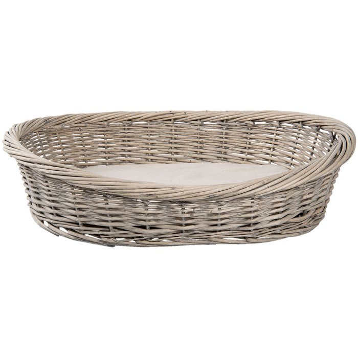 Clayre & Eef 5RO0388 Cuscino ovale per cani in rattan grigio 74x57x19 cm