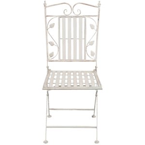Tavolo con 2 sedie Clayre & Eef 5Y0385 - Ø 70x77 cm - 40x52x93 cm (2) bianco anticato