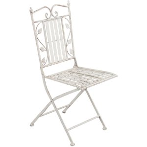 Tavolo con 2 sedie Clayre & Eef 5Y0385 - Ø 70x77 cm - 40x52x93 cm (2) bianco anticato