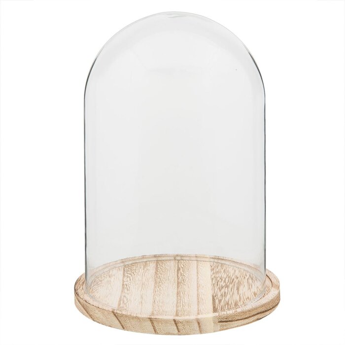 Clayre & Eef 6GL2169 Campana di vetro Ø 17x25 cm Vetro Legno Rotondo