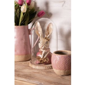 Clayre & Eef 6GL2169 Campana di vetro Ø 17x25 cm Vetro Legno Rotondo