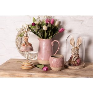Clayre & Eef 6GL2169 Campana di vetro Ø 17x25 cm Vetro Legno Rotondo