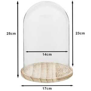 Clayre & Eef 6GL2169 Campana di vetro Ø 17x25 cm Vetro Legno Rotondo