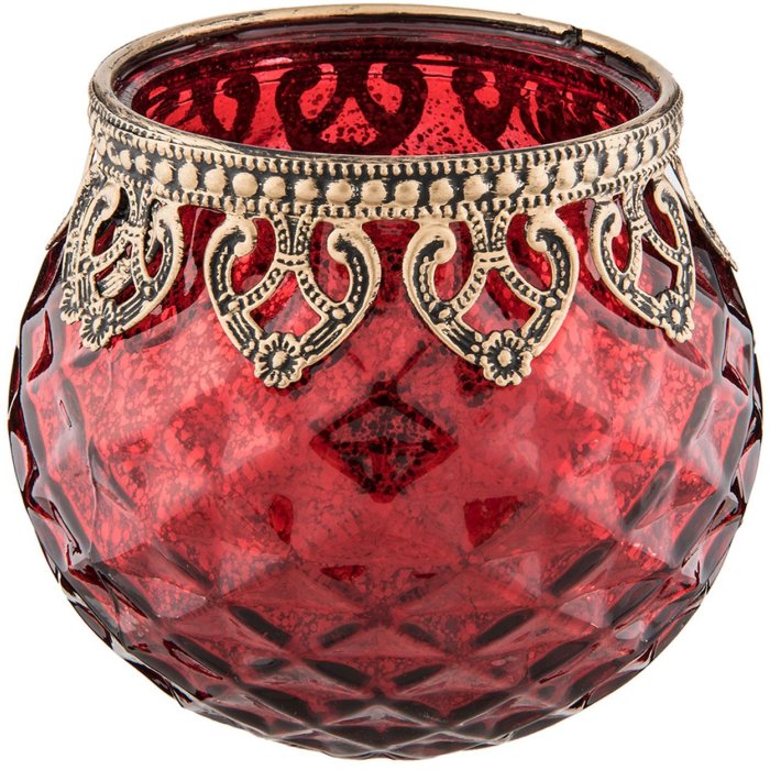 Portacandele Clayre & Eef 6GL2219R - Ø 10x10 cm rosso