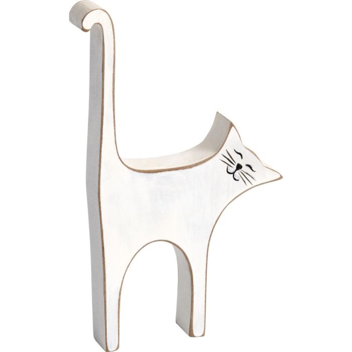 Figura decorativa di gatto, bianco, altezza 17 cm