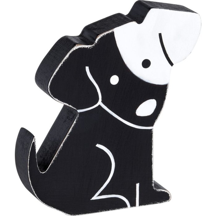 Figura decorativa di cane, nera, altezza 10 cm