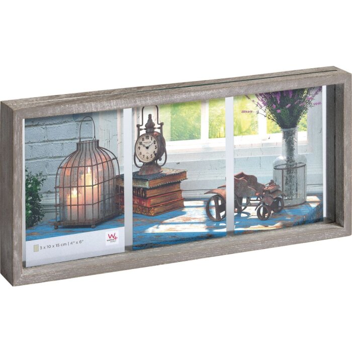 Cornice da galleria Rustic 3 foto 10x15 cm grigio