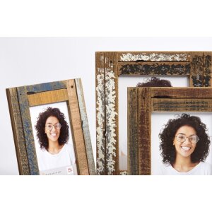 Portafoto in legno Dupla 13x18 cm crema-blu