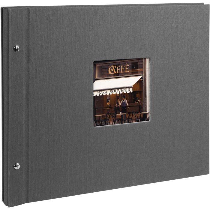 Album a vite Bella Vista grigio 39x31 cm pagine nere