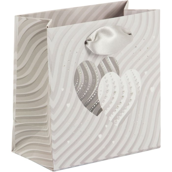 Sacchetto regalo con cuori dargento 10 x 5 cm