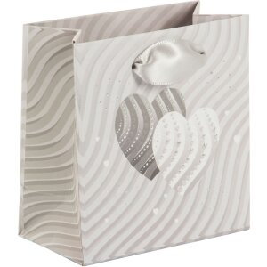 Sacchetto regalo con cuori dargento 10 x 5 cm