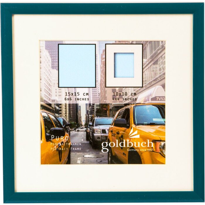 Cornice in plastica Goldbuch Puro petrol 15x15 cm con passe-partout 10x10 cm
