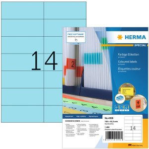 Etichette colorate Herma SPECIAL A4, 105 x 42,3 mm, blu,...