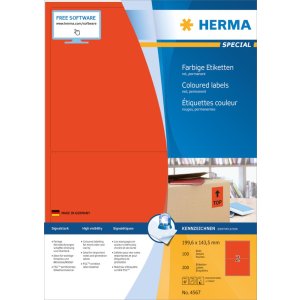 Etichette colorate Herma SPECIAL A4, 199,6 x 143,5 mm,...