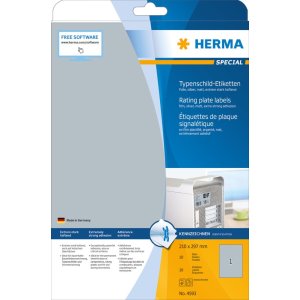 Etichette per targhette Herma SPECIAL, argento, A4, 210 x...