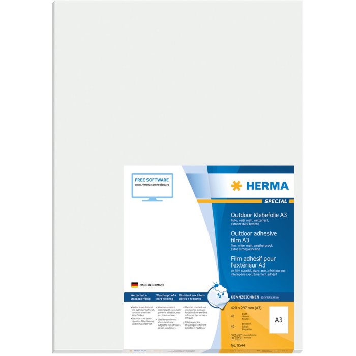 Herma SPECIAL etichette in film per esterni resistenti alle intemperie, A3, 297 x 420 mm, bianco, adesione estremamente forte, estensibile