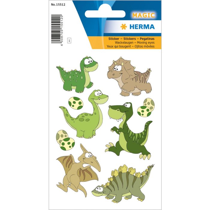 Herma MAGIC adesivi dinosauro bambini, occhi spiritati
