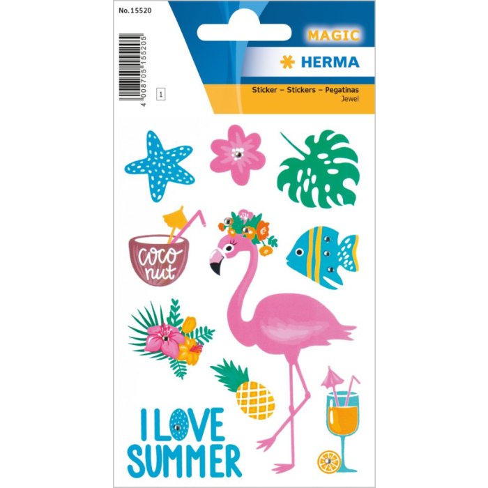 Herma adesivo magico i love summer con pietre glitter